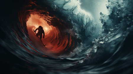 Surfer inside a big wave Generative AIの素材