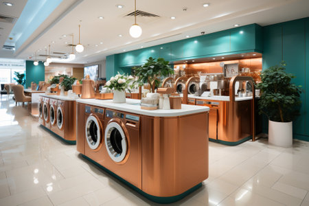 laundry interior with counter and washing machines Generative AIの素材