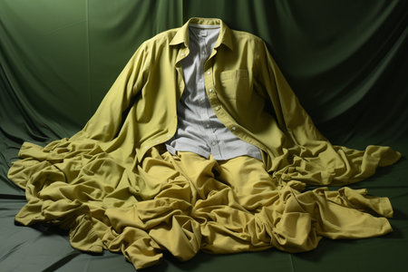a green blouse with a skirt lies on a green background, Generative AIの素材