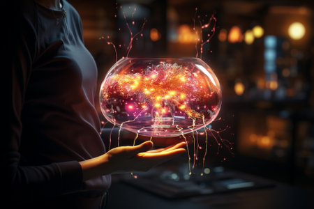 man working with hologram Generative AIの素材