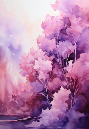 background, violet, dark purple, watercolor, blur, gentle, Generative AIの素材