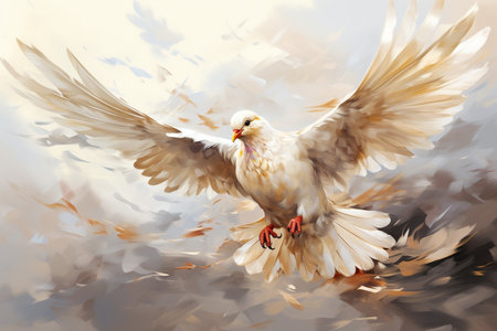 flying white dove on a clear background, watercolor, Generative AIの素材