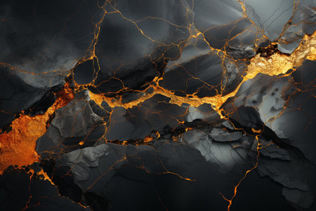 abstract black with gold veins background, Generative AIの素材