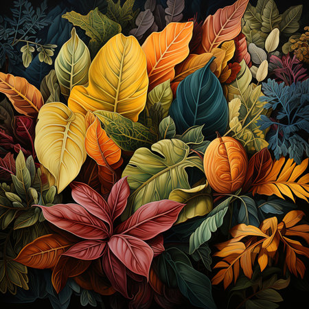 background of colorful plant leaves Generative AIの素材