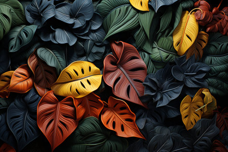 background of colorful plant leaves Generative AIの素材