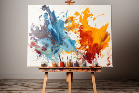 Palette with paints and brushes Generative AIの素材