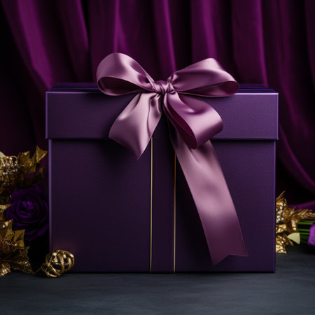 purple gift box on purple background Generative AIの素材
