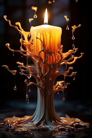 beautiful candle with a lit wick. Generative AIの素材