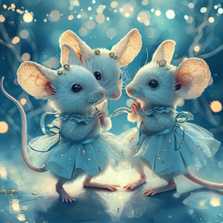 charming cartoon mice in ballet dresses, Generative AIの素材