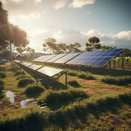 solar panels on farm, Generative AIの素材