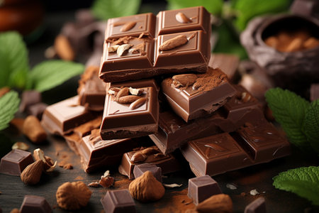 chocolate, mint and nuts, Generative AIの素材