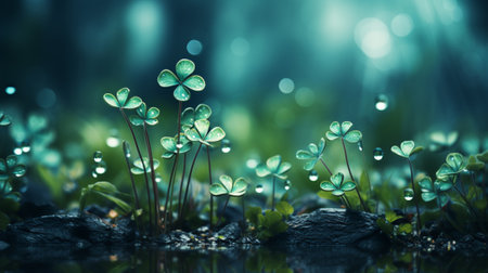 green background with clover, Generative AIの素材