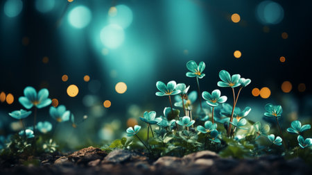 green background with clover, Generative AIの素材