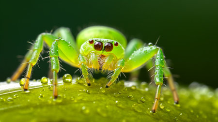 green spider, macro photo Generative AIの素材