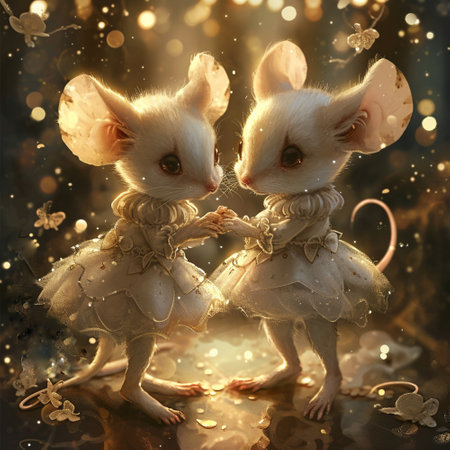 charming cartoon mice in ballet dresses, Generative AIの素材