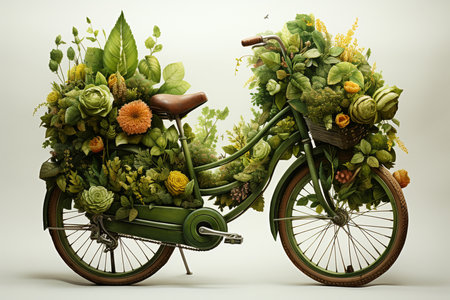 bicycle and many plants, ecology concept, , Generative AIの素材