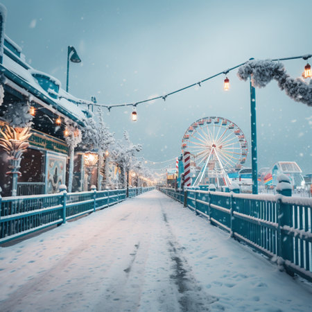 amusement park in winter, Generative AIの素材