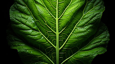 green leaf with veins, Generative AIの素材