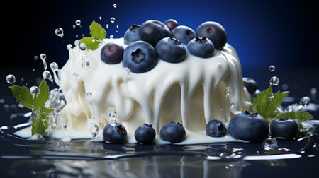 blueberries and milk, splash. Generative AIの素材