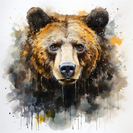 brown bear watercolor , , Generative AIの素材