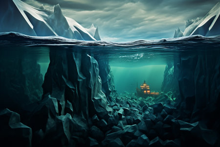 underwater view with stones, Generative AIの素材