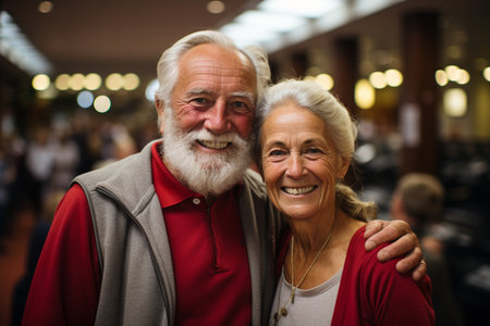 athletic elderly couple in the gym, Generative AIの素材