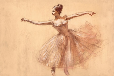 ballerina dancing, sketch, realistic on a light background in the rococo style , , Generative AIの素材