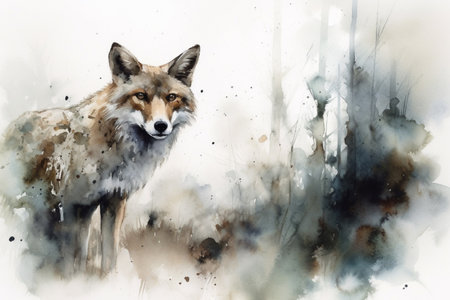 wolf portrait, watercolor., Generative AIの素材