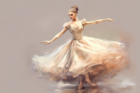 ballerina dancing, sketch, realistic on a light background in the rococo style , , Generative AIの素材
