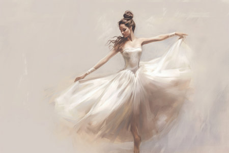 ballerina dancing, sketch, realistic on a light background in the rococo style , , Generative AIの素材