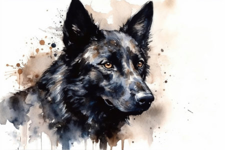 black dog watercolor, , watercolor style, Generative AIの素材