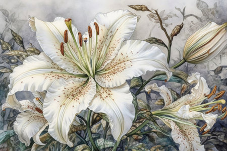 white lilies
, watercolor style, Generative AIの素材
