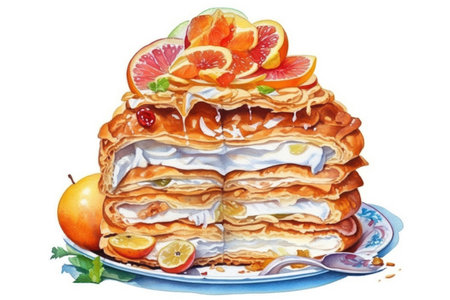 delicious layer cake illustration
, watercolor style, Generative AIの素材