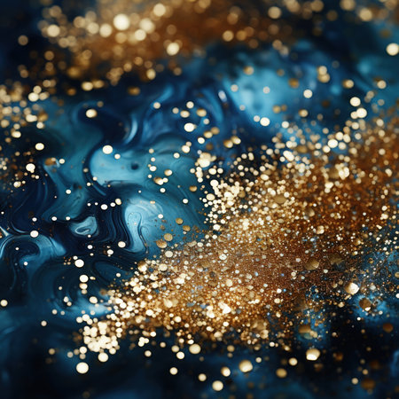 abstract blue background with gold sparkles. ,
    Generative AIの素材