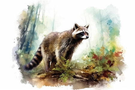 raccoon in the forest
, watercolor style, Generative AIの素材