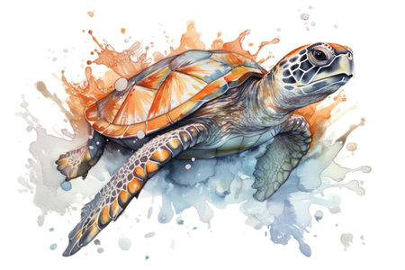 sea turtle on white background
, watercolor style, Generative AIの素材