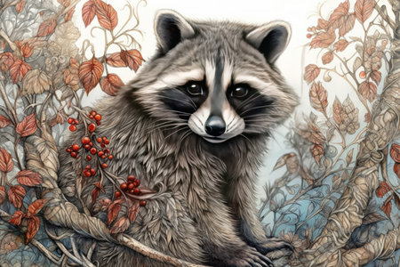 raccoon and flowers, stylized picture, artsy details
, watercolor style, Generative AIの素材