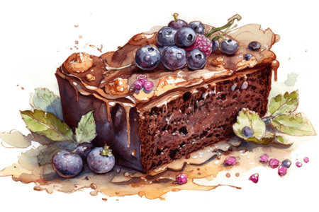 Brownie, on a white background,
, watercolor style, Generative AIの素材
