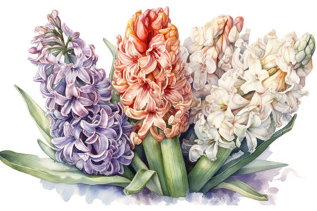 hyacinths on white background
, watercolor style, Generative AIの素材