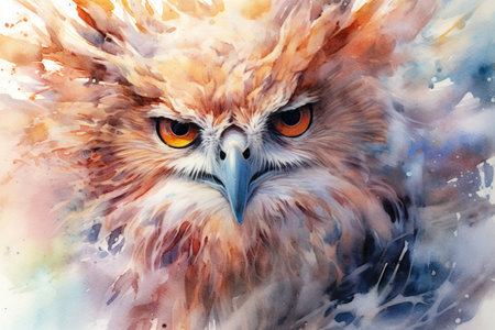 Watercolor painting of a harpy eagle isolated on white background
, watercolor style, Generative AIの素材