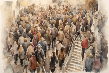 crowd of people, watercolor,
Generative AIの素材