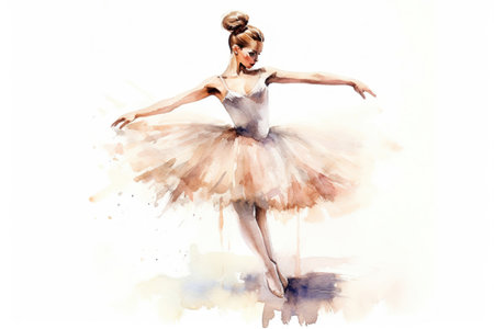 Watercolor painting of a ballerina
, watercolor style, Generative AIの素材