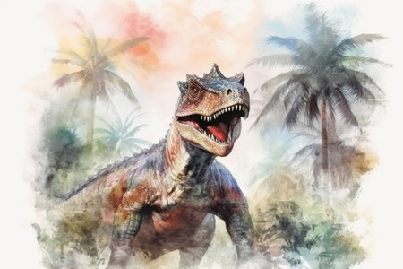 dinosaur in tropical jungle
, watercolor style, Generative AIの素材