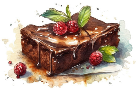 Brownie, on a white background,
, watercolor style, Generative AIの素材
