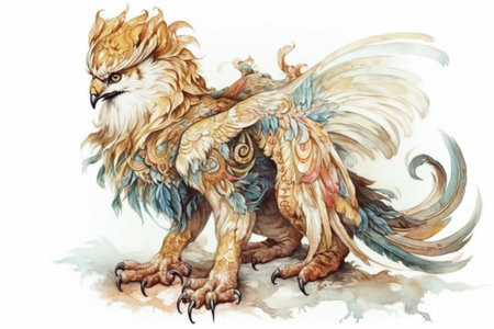 fairy griffin on a white background
, watercolor style, Generative AIの素材