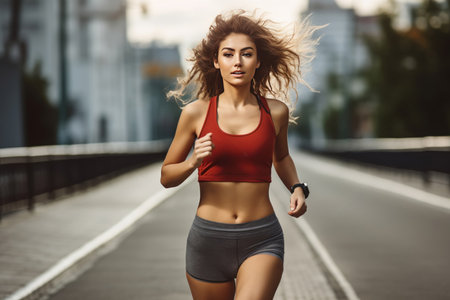 young girl jogging, sporty lifestyle,
  Generative AIの素材