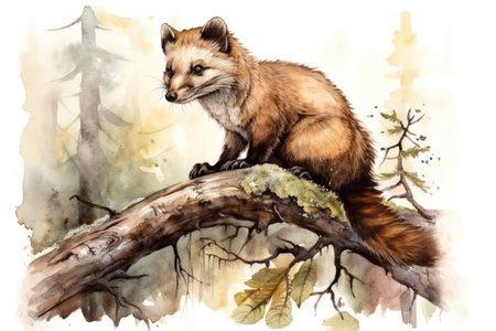 sable in the forest, watercolor
, watercolor style, Generative AIの素材