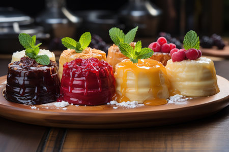 appetizing and delicious cheesecakes with berries.
  Generative AIの素材