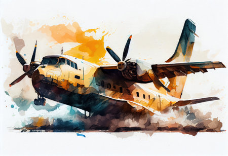 airplane on a white background, watercolor
, watercolor style, Generative AIの素材
