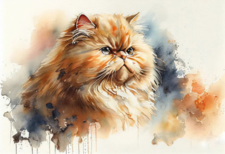 red persian cat portrait
, watercolor style, Generative AIの素材